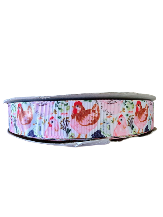 Pink Chickens Nylon Dog Collar