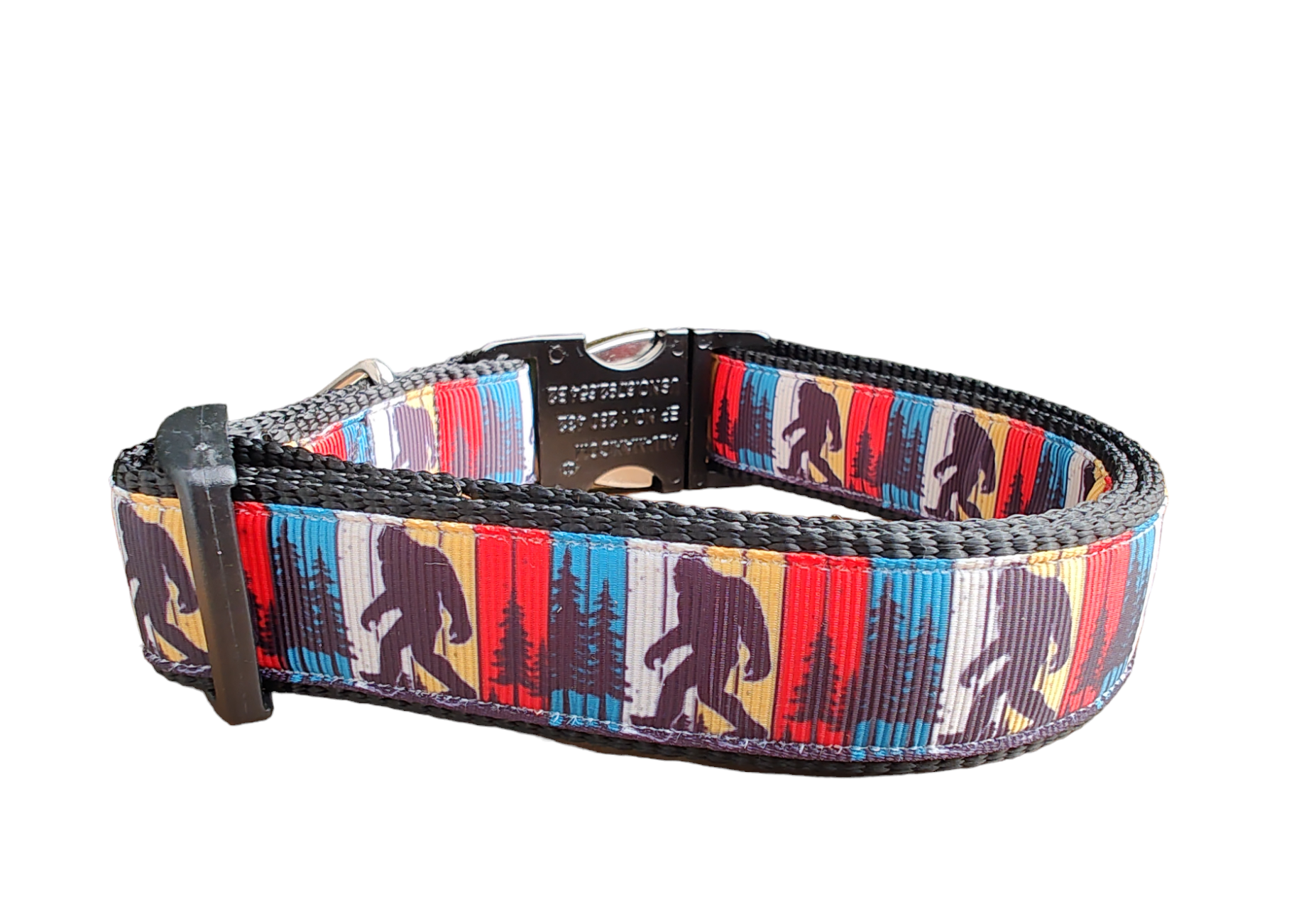 Bigfoot Sasquatch Black Nylon Dog Collar MD, LG, XL, Leash - Doot's Pet LLC Collars For A Cause