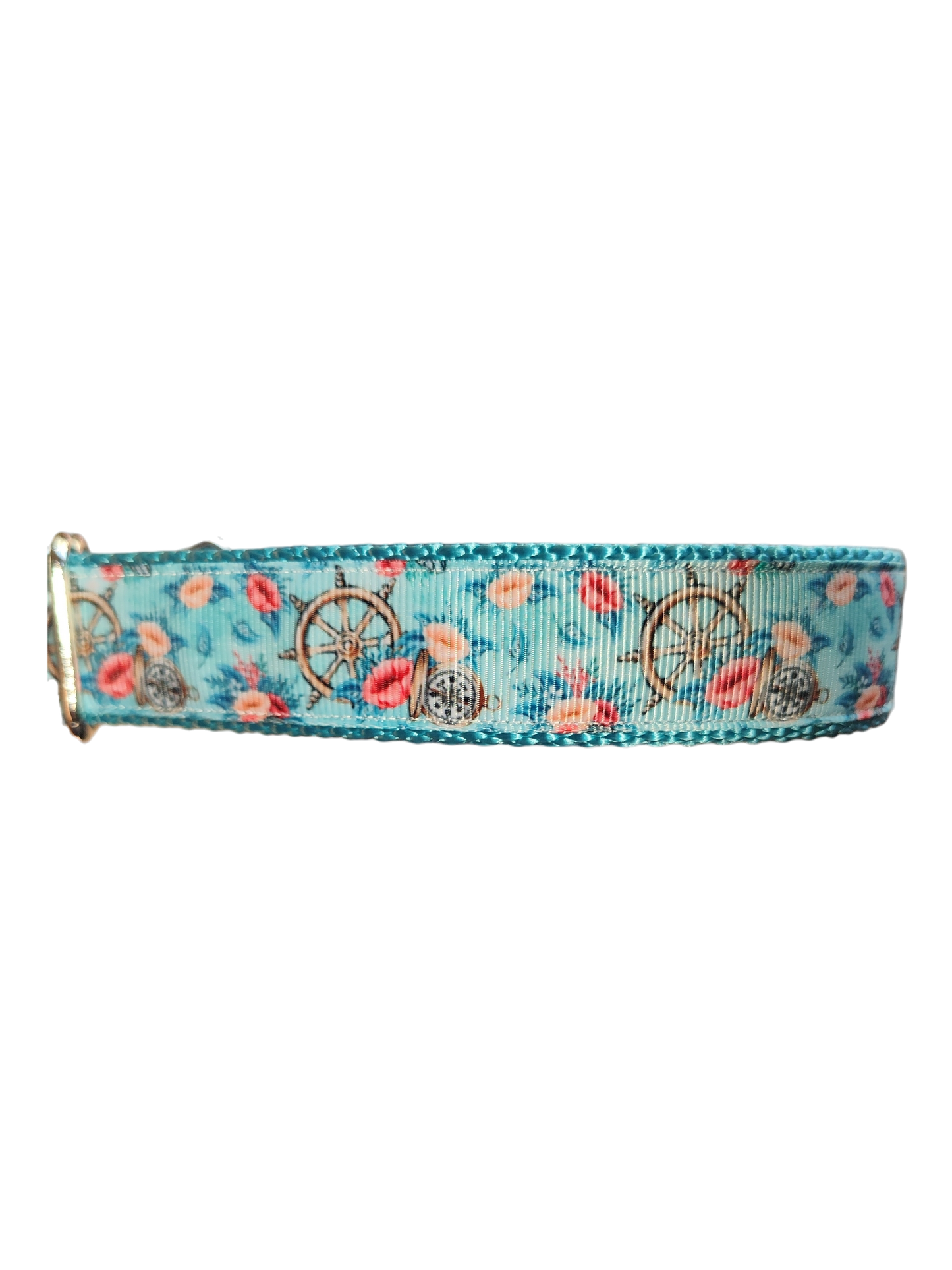 Ship Wheels & Compass Nylon Dog Collar