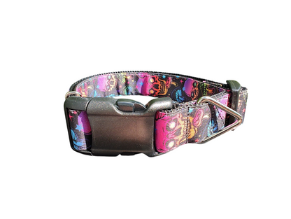 Mushrooms and Skulls Nylon Dog Collar