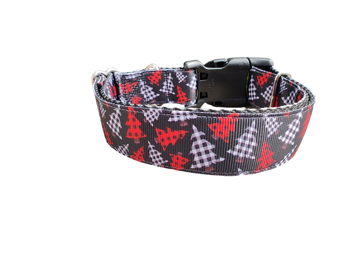 Red And Black Gingham Trees Nylon Dog Collar