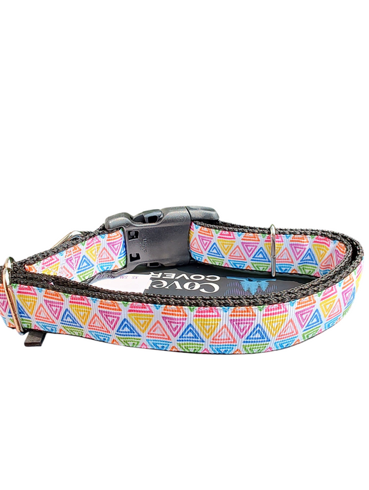 Rainbow Doodles Nylon Dog Collar