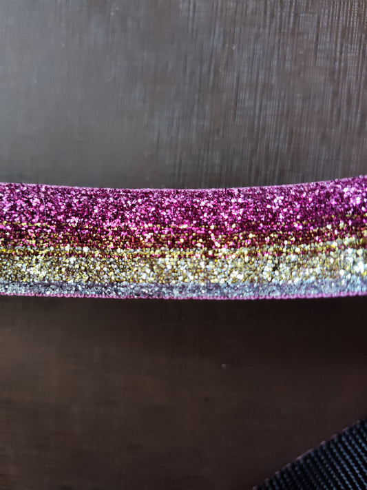 Pink and Gold Ombre Glitter Nylon Dog Collar