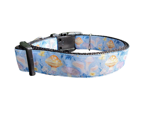 Blue Mushrooms Nylon Dog Collar