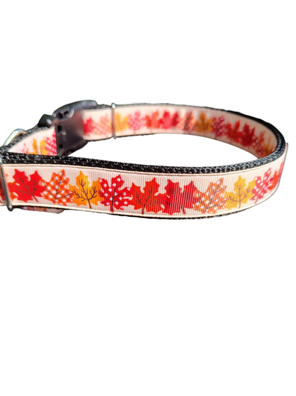 Maple Leaves Nylon Dog Collar