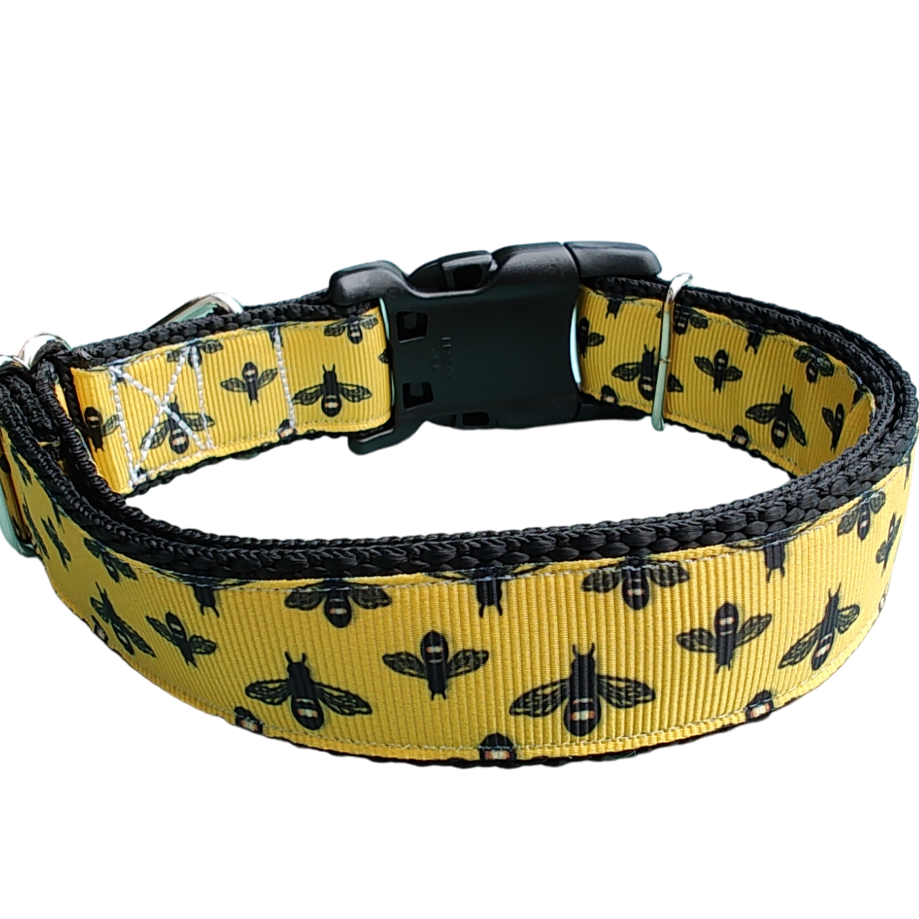 Bees On Yellow Nylon Dog Collar - Doot's Pet LLC Collars For A Cause