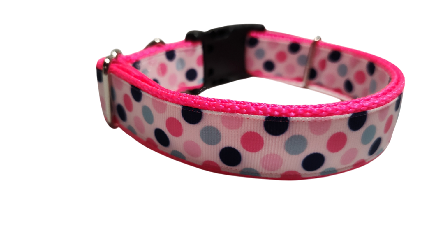 Polka Dots Pattern Nylon Dog Collar