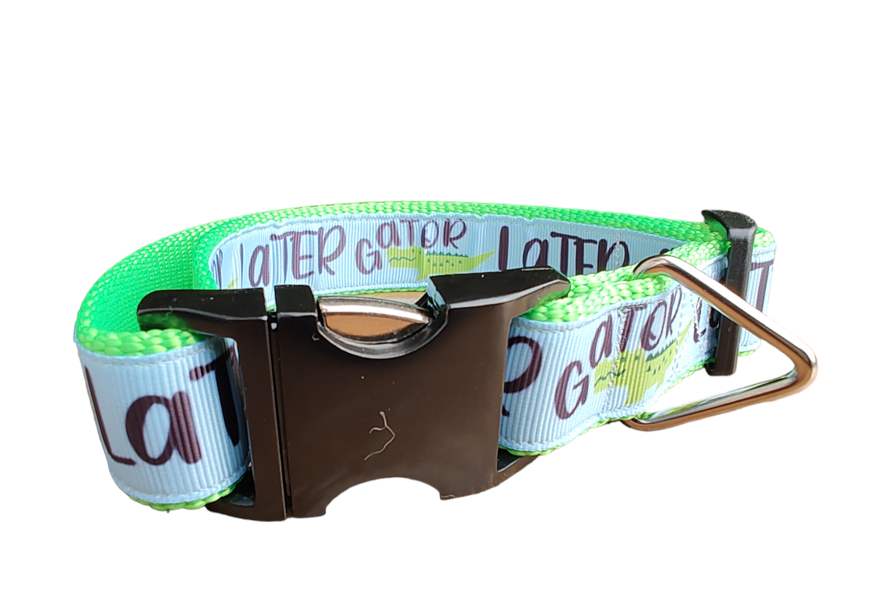 Later Gator Neon Green Nylon Dog Collar MD, LG, XL, Leash, Martingale - Doot's Pet LLC Collars For A Cause