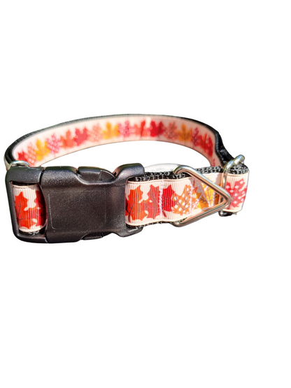 Maple Leaves Nylon Dog Collar