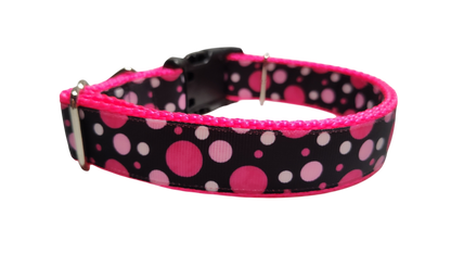 Pink Polka Dots Pattern Nylon Dog Collar
