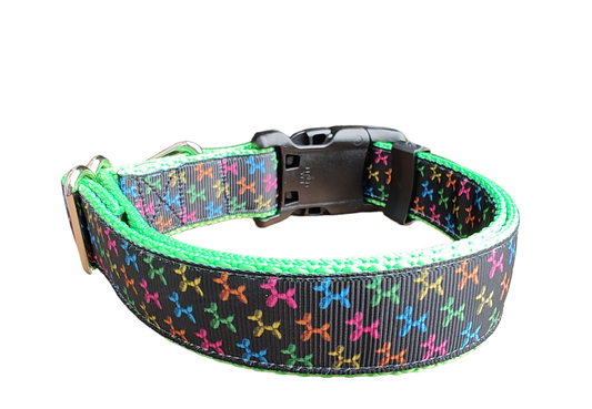 Balloon Dog Neon Green Nylon Dog Collar MD, LG, XL, Leash - Doot's Pet LLC Collars For A Cause