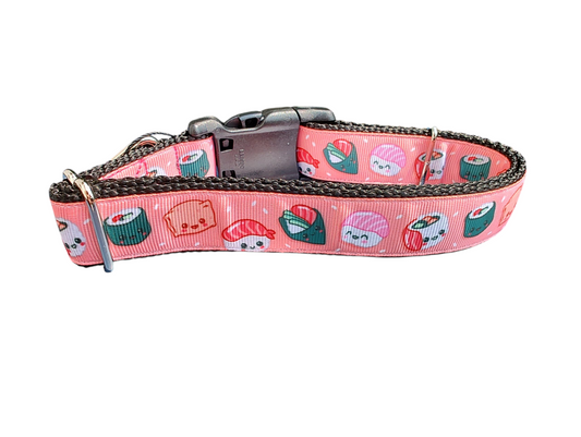 Pink Sushi Nylon Dog Collar