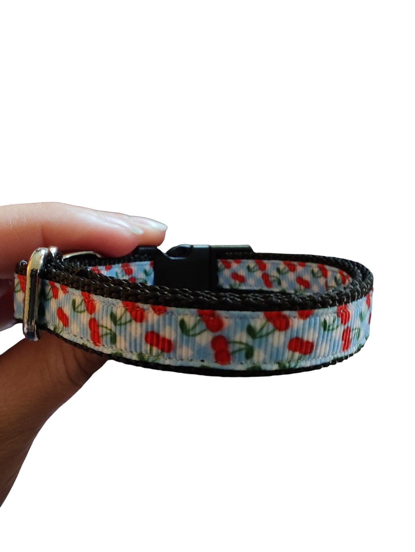 1/2" Gingham Cherries Nylon Dog / Cat Collar