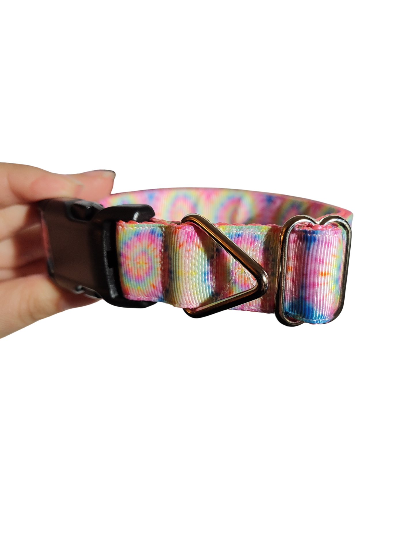 Pink Pastel Tie Dye Nylon Dog Collar