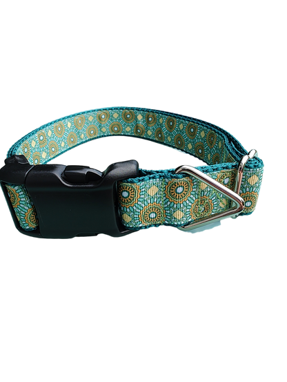 Green/Yellow Tribal Green Nylon Dog Collar MD, LG, XL, Leash - Doot's Pet LLC Collars For A Cause