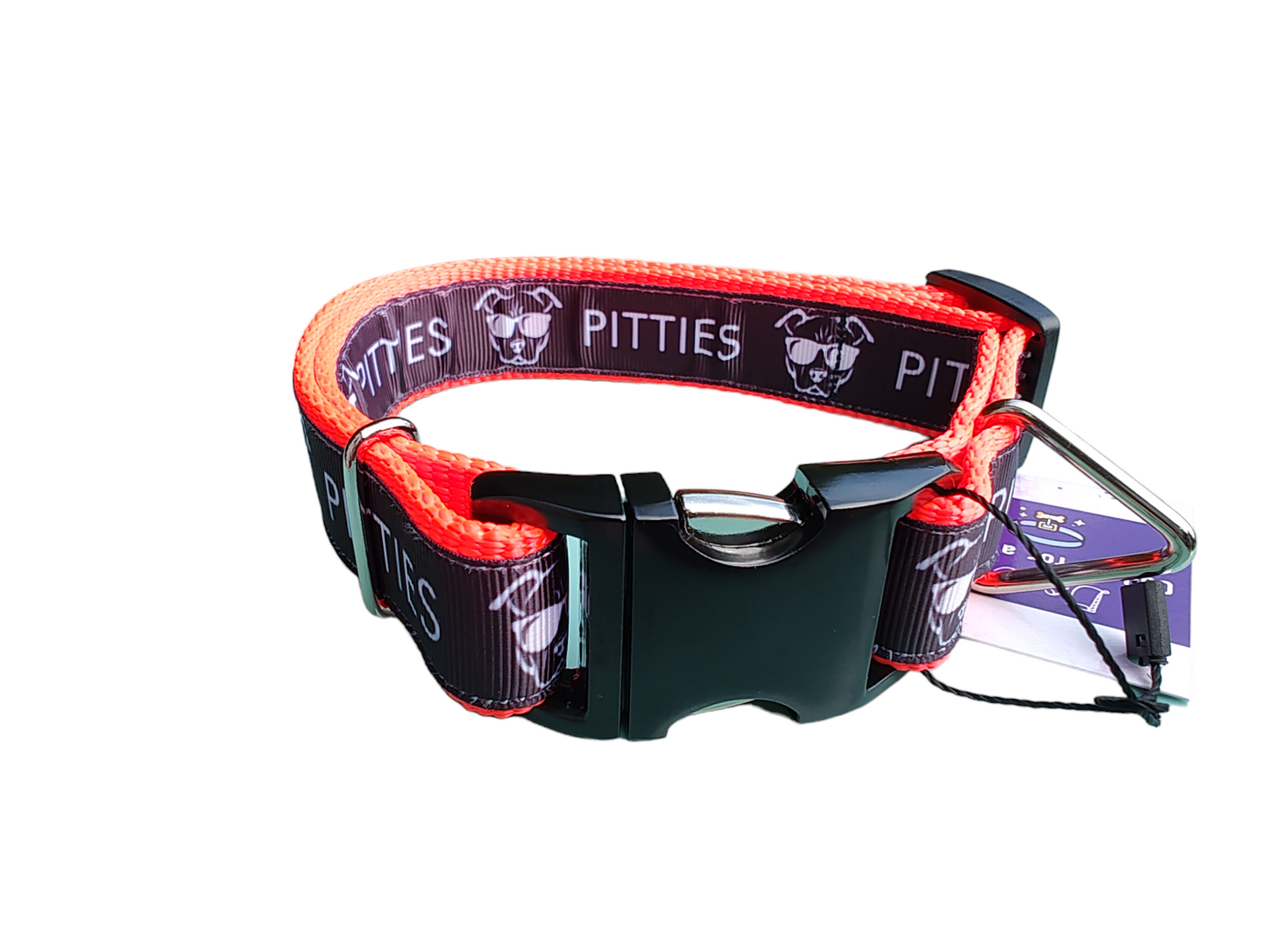 Pitties Super Heavy Orange Nylon Dog Collar, Leash