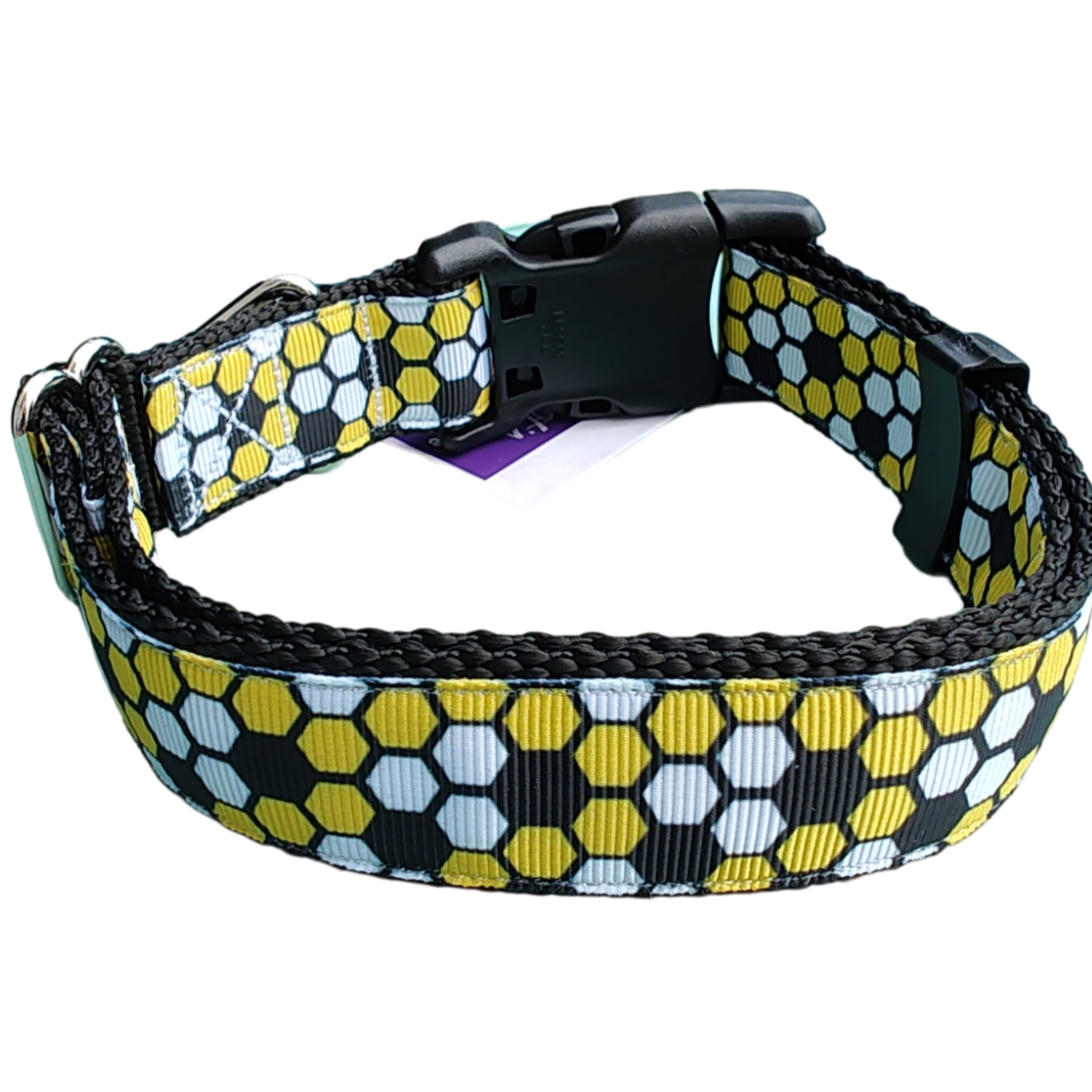 Beehive Black Nylon Dog Collar MD, LG, XL, Leash - Doot's Pet LLC Collars For A Cause