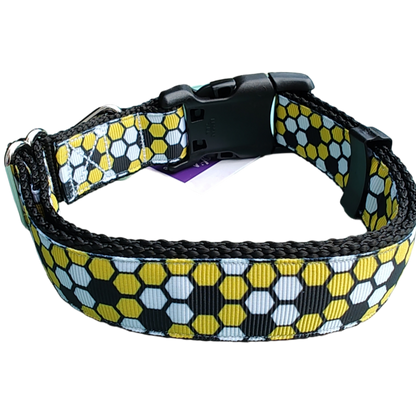 Beehive Black Nylon Dog Collar MD, LG, XL, Leash - Doot's Pet LLC Collars For A Cause