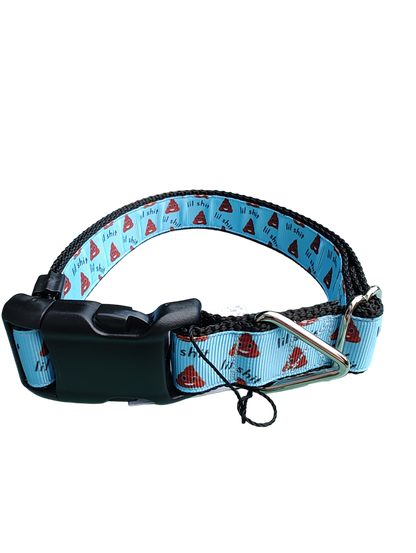 Lil Shit Black Nylon Dog Collar MD, LG, XL, Leash - Doot's Pet LLC Collars For A Cause