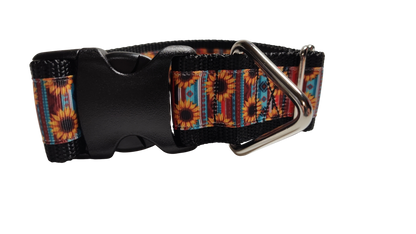 1.5" Wide Sunflower Stripes Nylon Dog Collar