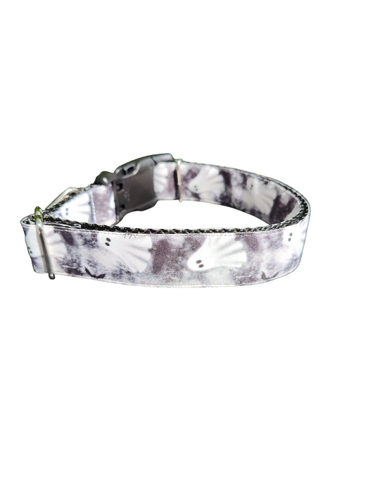 Black and White Ghosts Nylon Dog Collar