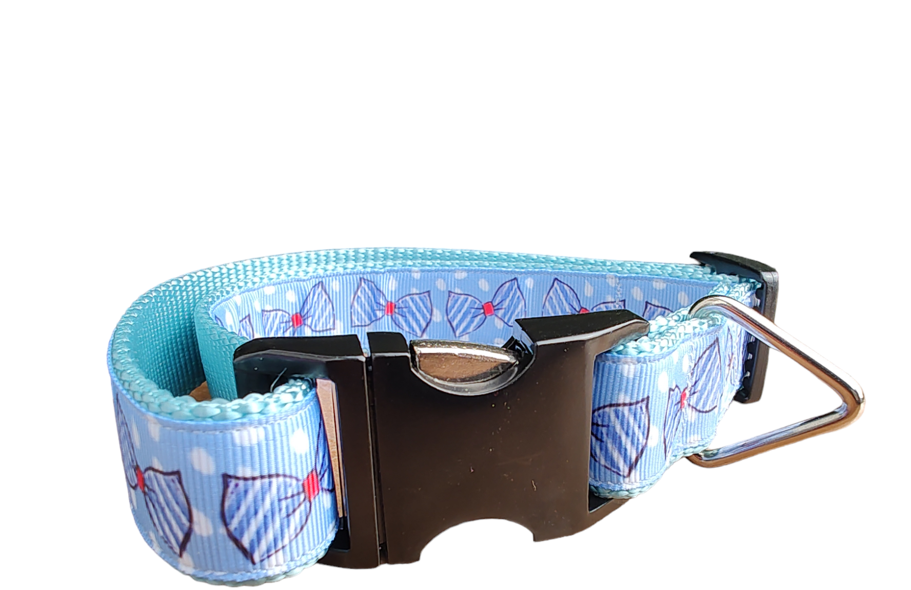 Blue Bow Ties Light Blue Nylon Dog Collar MD, LG, XL, Leash, Martingale - Doot's Pet LLC Collars For A Cause