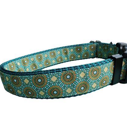 Green/Yellow Tribal Green Nylon Dog Collar MD, LG, XL, Leash - Doot's Pet LLC Collars For A Cause