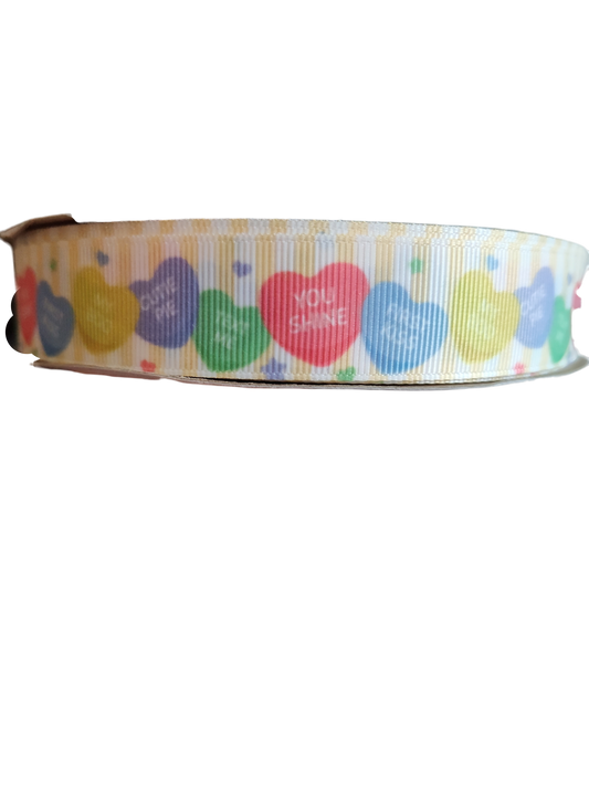 Conversation Hearts Nylon Dog Collar