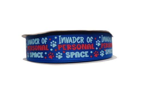 Invader of Personal Space Blue Nylon Dog Collar
