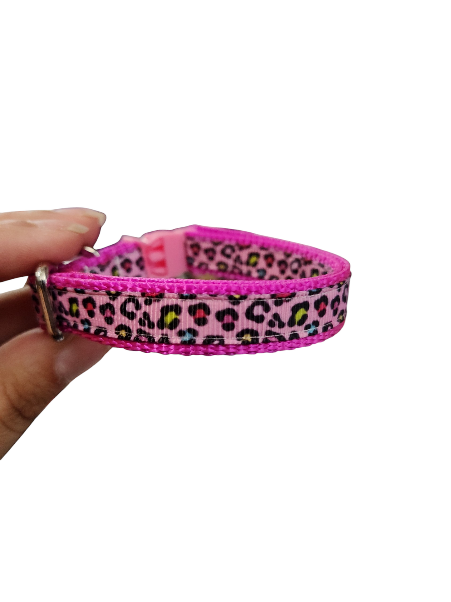 1/2" Pink Cheetah Print Nylon Dog / Cat Collar