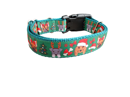Christmas Pups Nylon Dog Collar