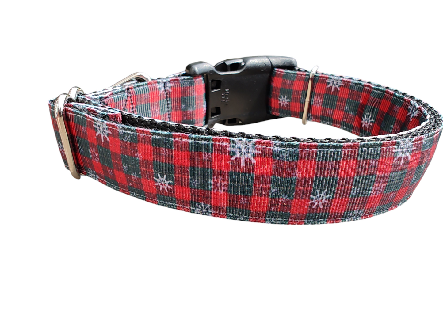 Snowflake Plaid Christmas Nylon Dog Collar