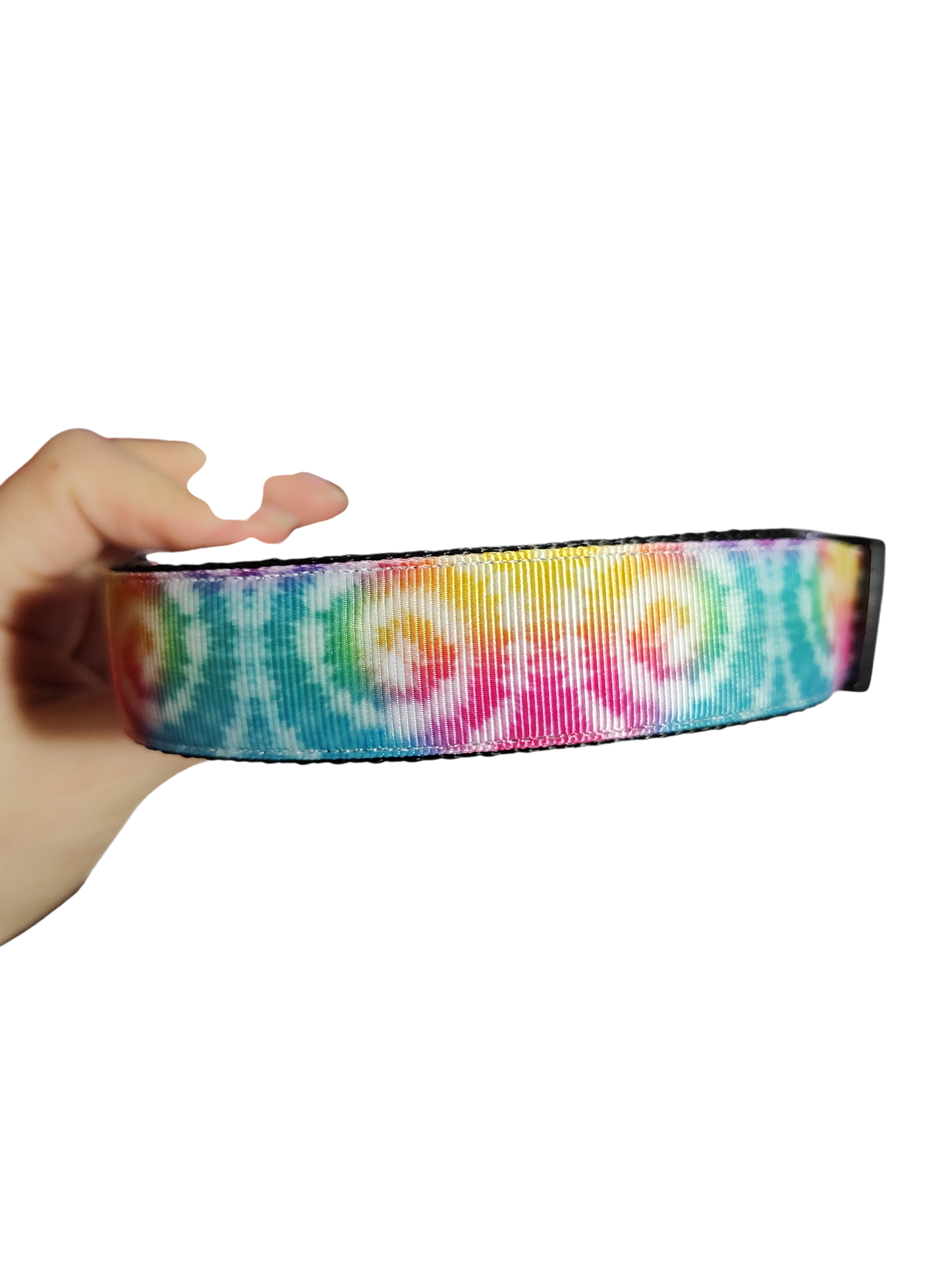 Rainbow Wave Tie Dye Nylon Dog Collar