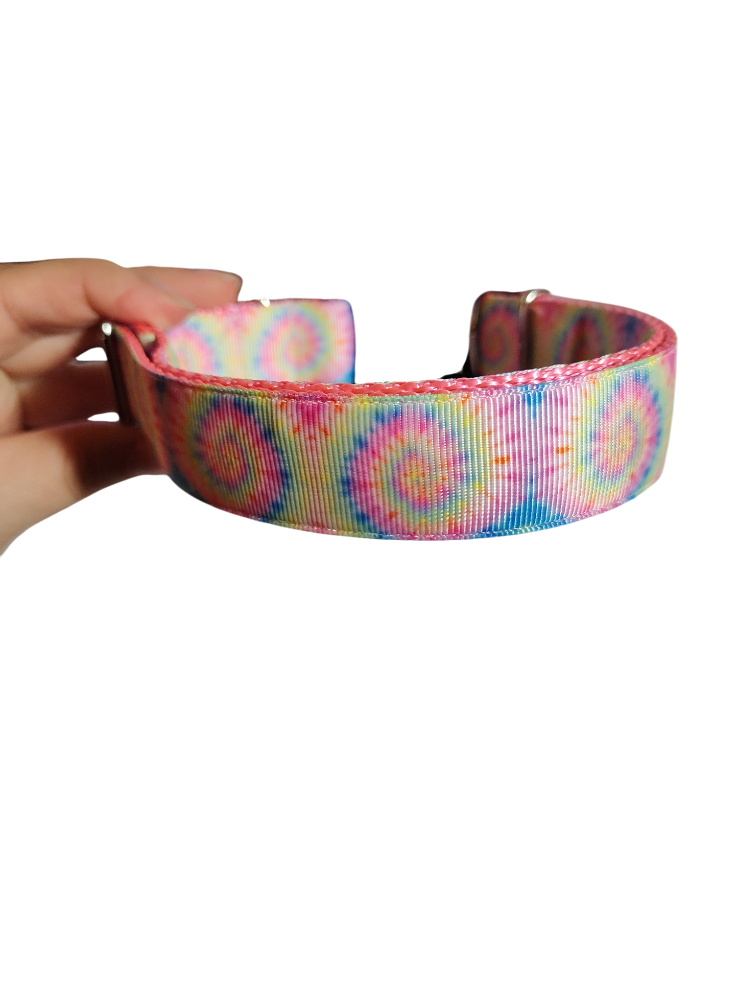 Pink Pastel Tie Dye Nylon Dog Collar