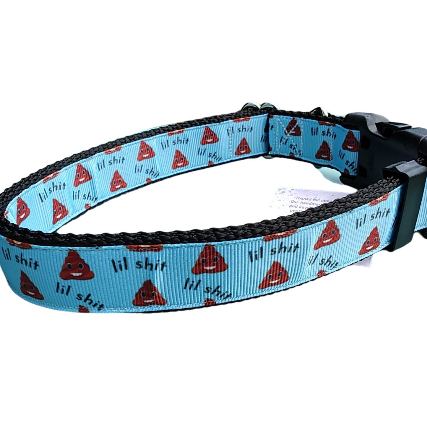 Lil Shit Black Nylon Dog Collar MD, LG, XL, Leash