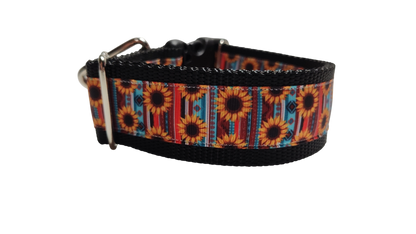 1.5" Wide Sunflower Stripes Nylon Dog Collar