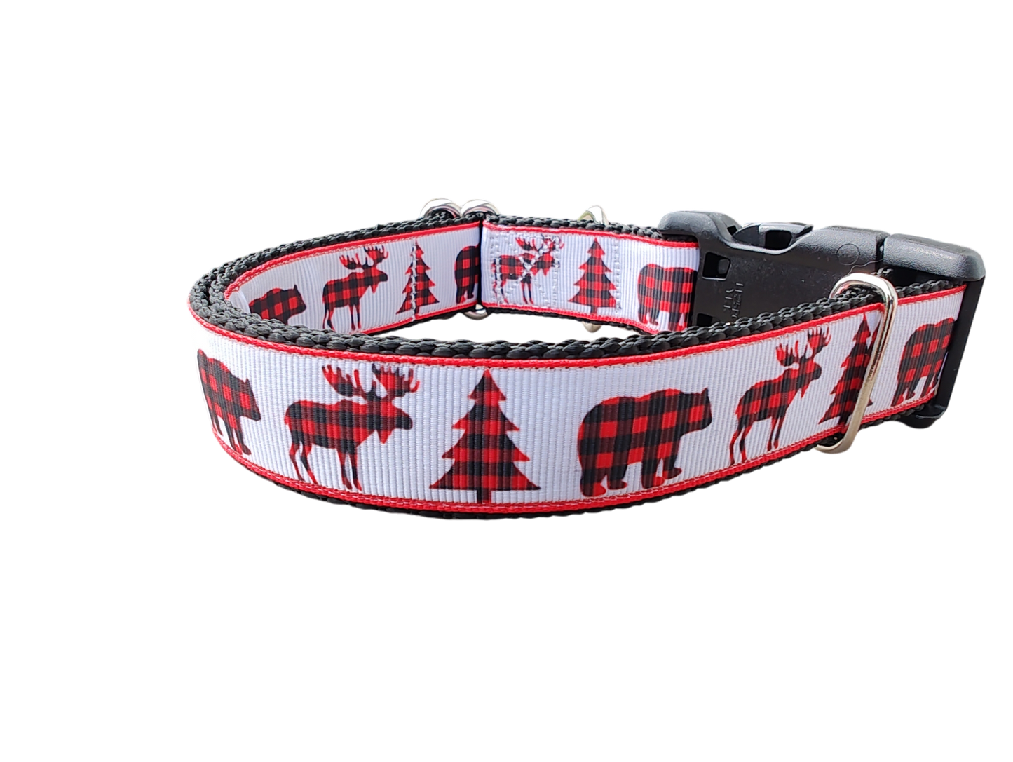 Buffalo Check Forest Nylon Dog Collar