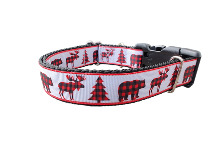 Buffalo Check Forest Nylon Dog Collar