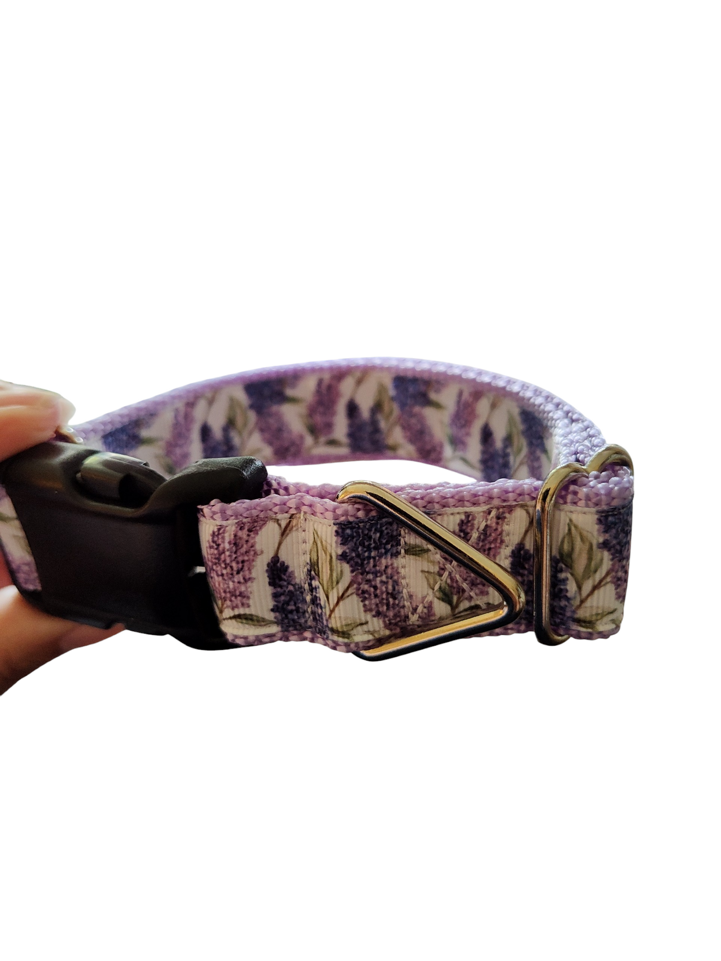 Lilac Flowers Nylon Dog Collar