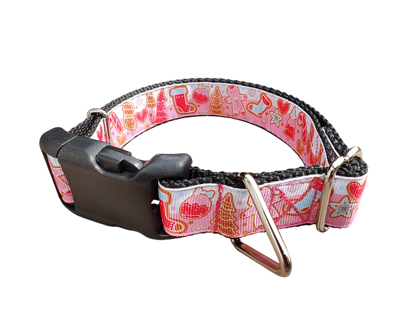 Pink Christmas Cookies Nylon Dog Collar