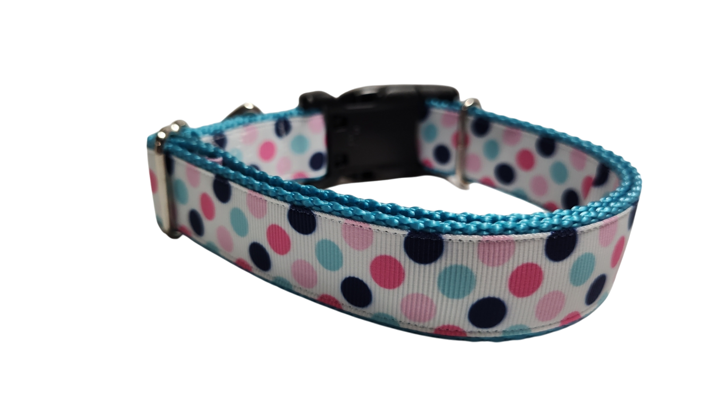 Polka Dots Pattern Nylon Dog Collar
