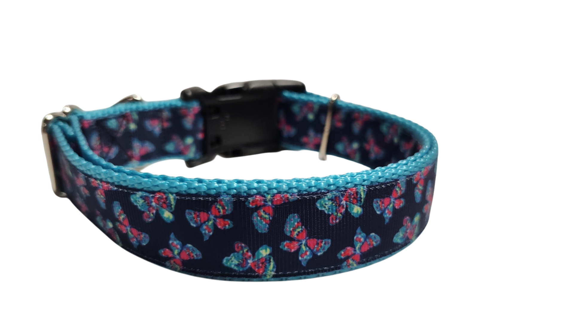 Pink and Blue Butterflies Nylon Dog Collar - Doot's Pet LLC Collars For A Cause