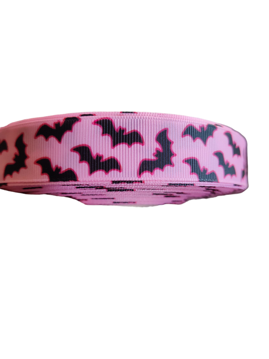 Pink Bats Nylon Dog Collar, Leash