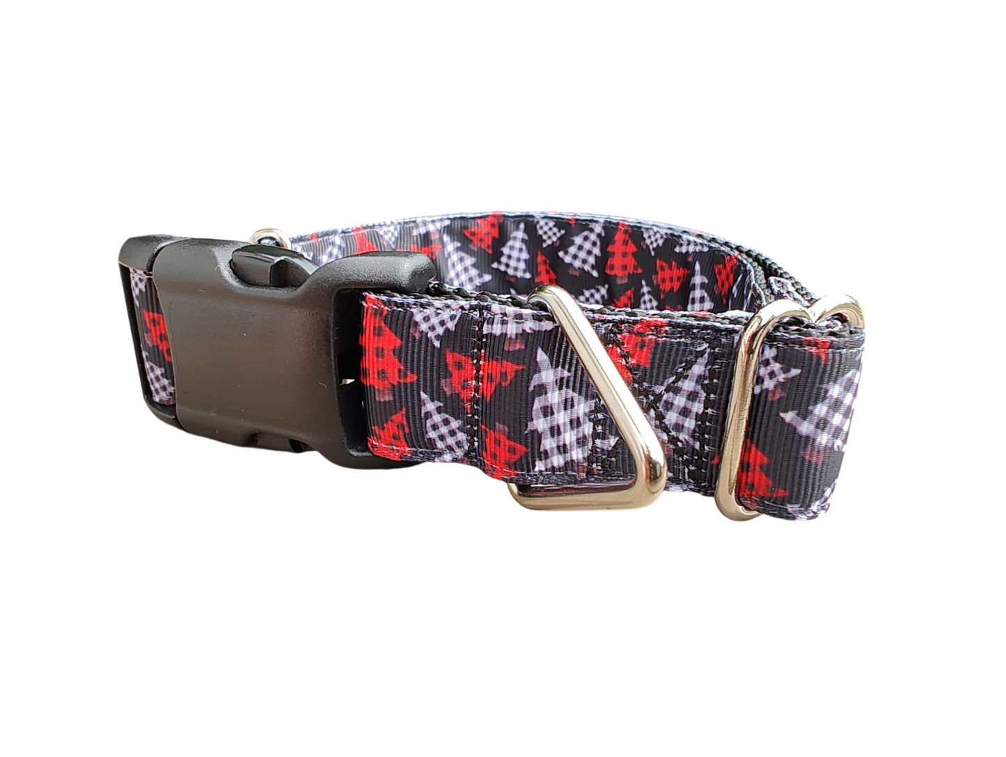 Red And Black Gingham Trees Nylon Dog Collar