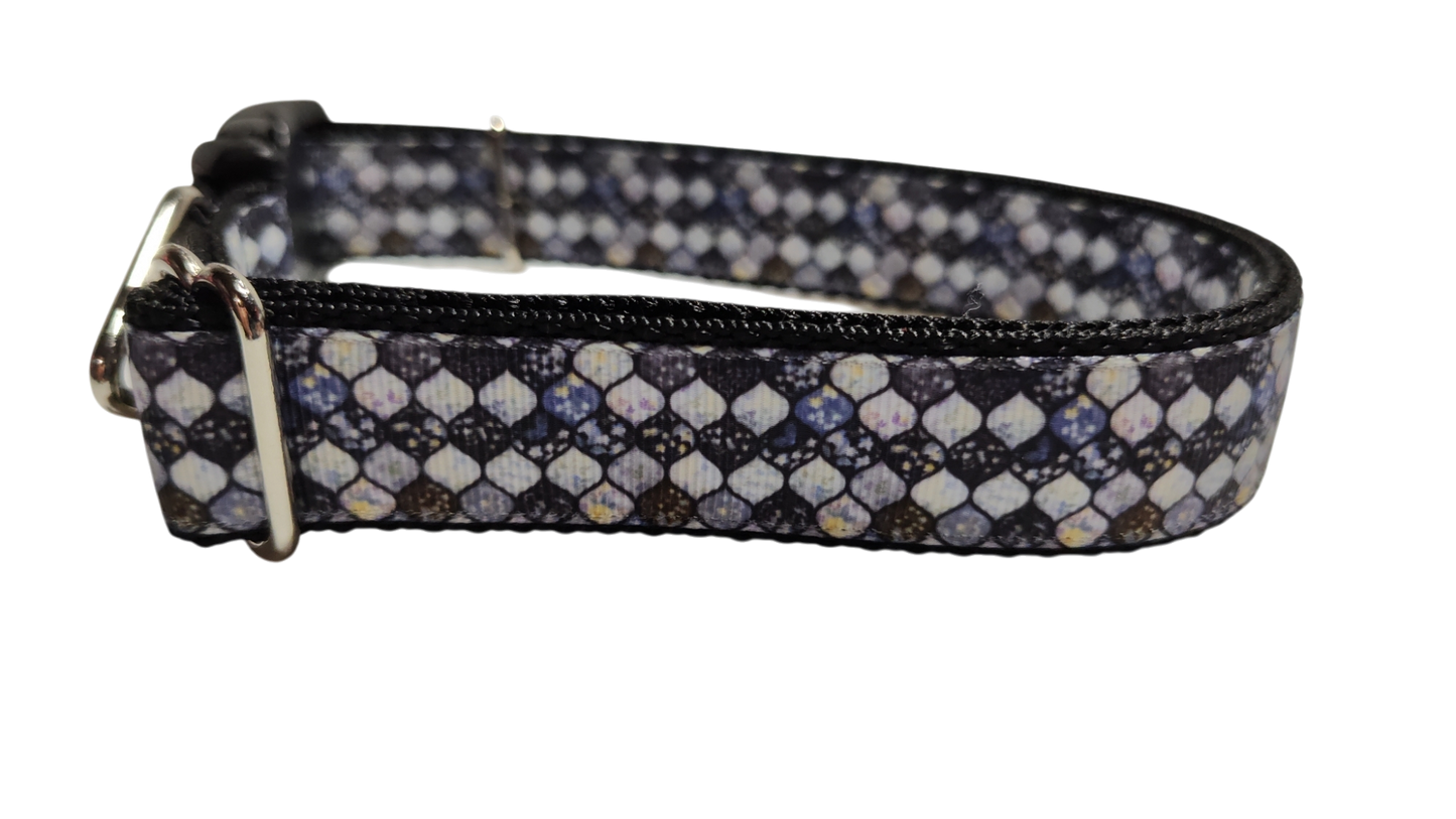 Grey Mosaic Nylon Dog Collar
