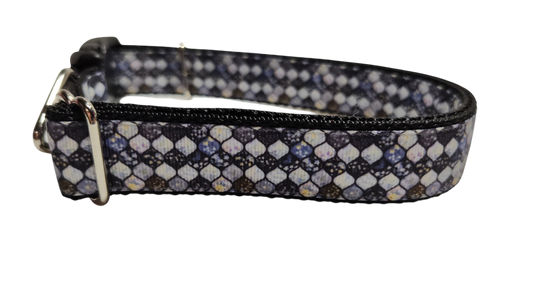 Grey Mosaic Nylon Dog Collar