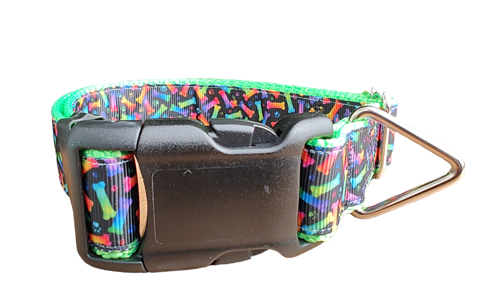 Neon Bones Green Nylon Dog Collar MD, LG, XL, Leash - Doot's Pet LLC Collars For A Cause