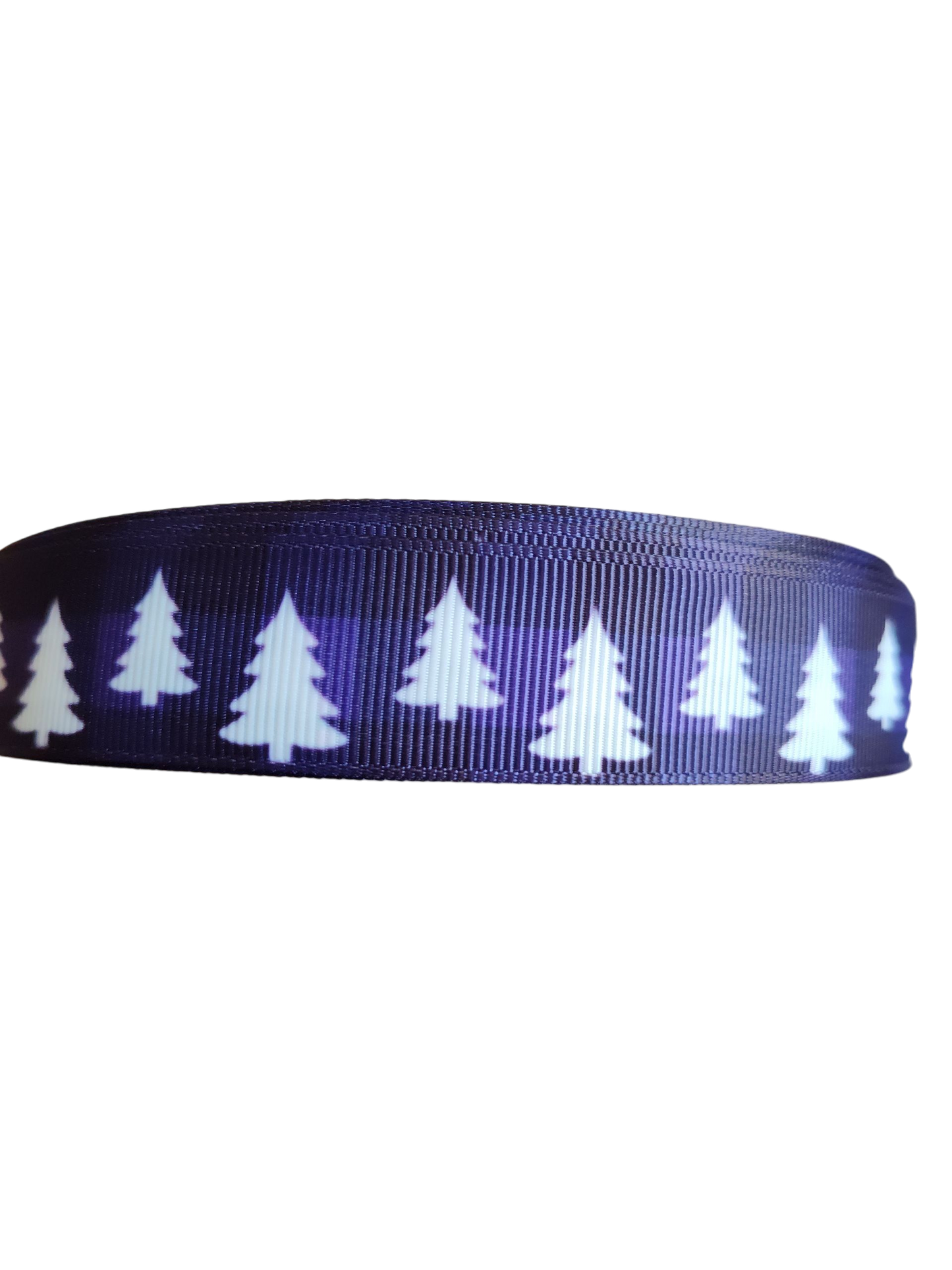 Purple Plaid Trees Nylon Dog Collar