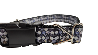 Grey Mosaic Nylon Dog Collar