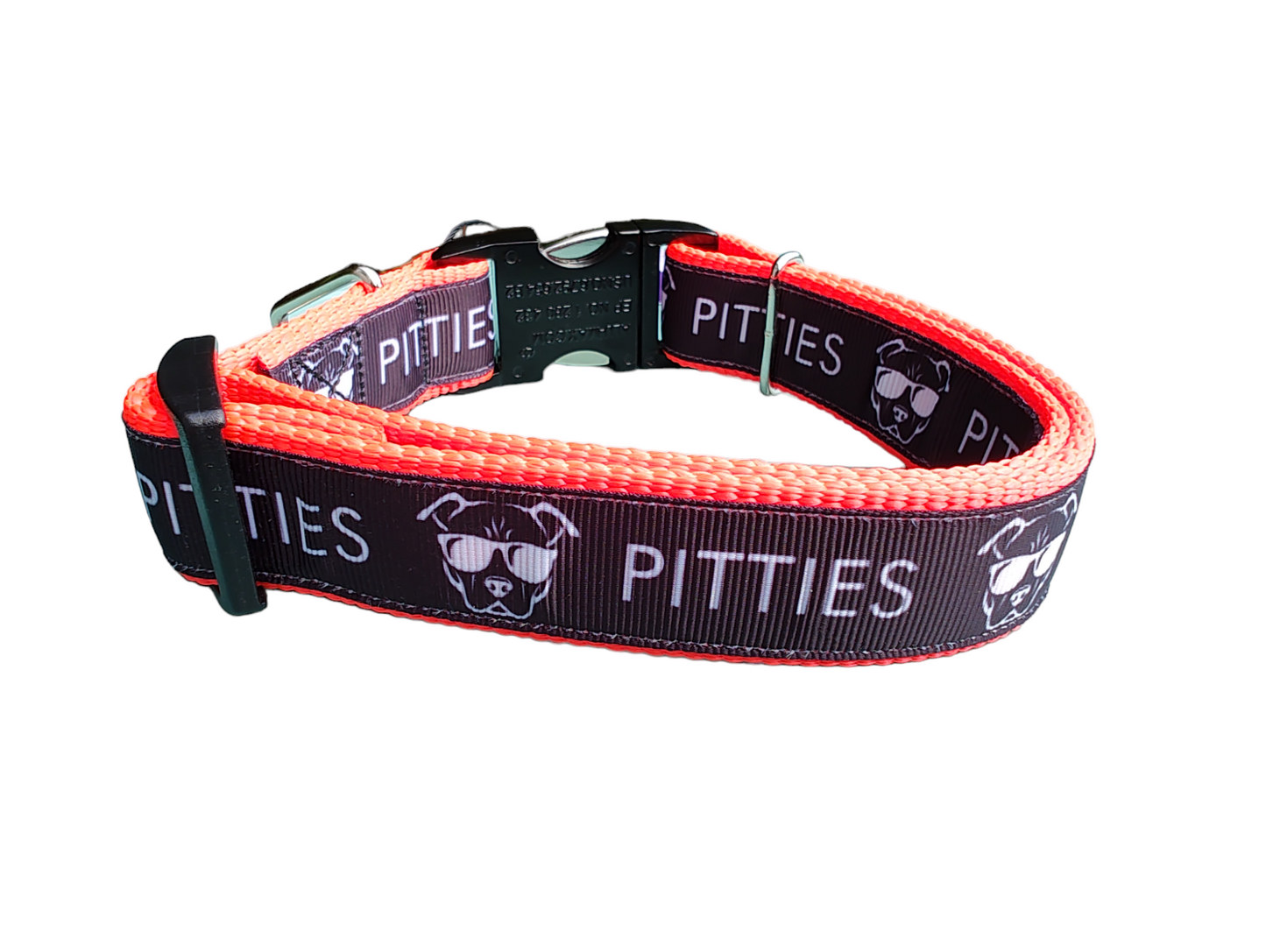 Pitties Super Heavy Orange Nylon Dog Collar, Leash